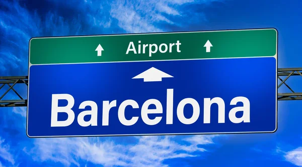 Road Sign Indicating Direction City Barcelona — Foto de Stock
