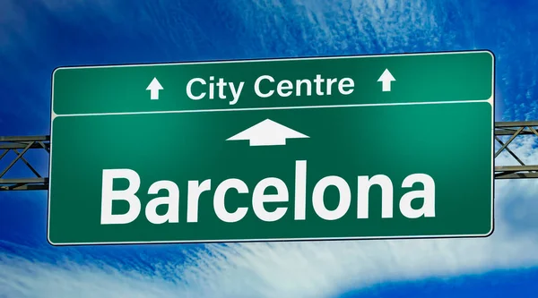 Barselona Şehrine Giden Yolu Gösteren Tabela — Stok fotoğraf