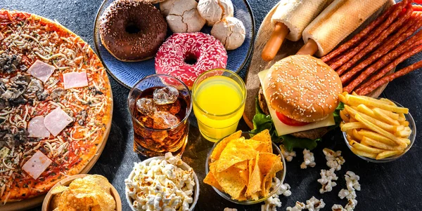 Nahrungsmittel Erhöhen Das Krebsrisiko Junk Food — Stockfoto