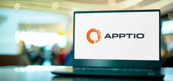 Poznan Pol Apr 2022 Laptop Computer Displaying Logo Apptio Company — 图库照片