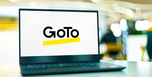 Poznan Pol Apr 2022 Laptop Computer Displaying Logo Goto Flexible — Foto Stock