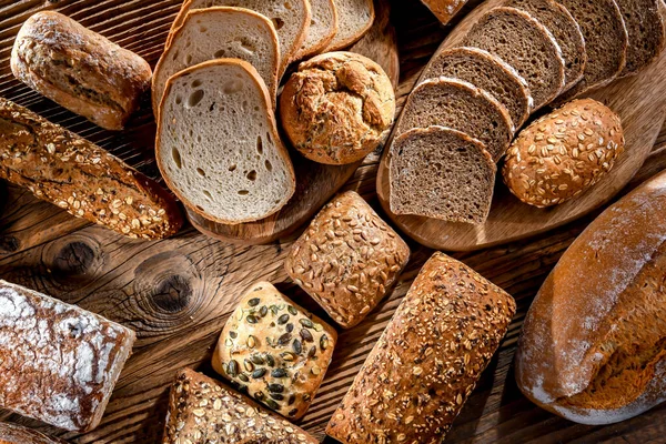 Асорті Хлібобулочних Виробів Включаючи Хліб Рулони — стокове фото