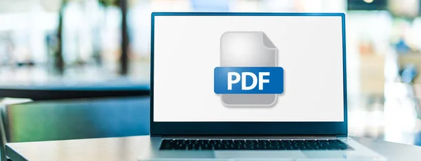 Портативный Компьютер Иконкой Файла Pdf — стоковое фото