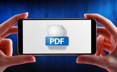 PDF dosyasının simgesini gösteren bir akıllı telefon