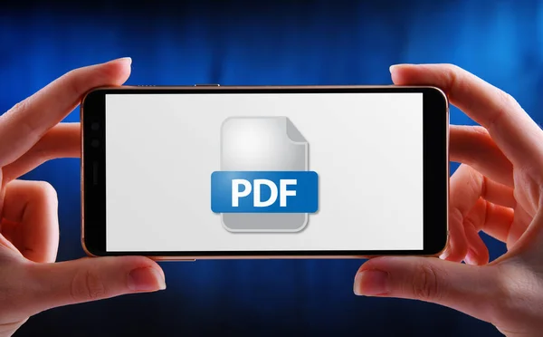 Smartfon Wyświetlający Ikonę Pliku Pdf — Zdjęcie stockowe