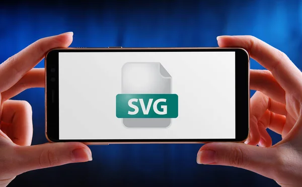 stock image A smartphone displaying the icon of SVG file