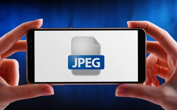 Smartphone Exibindo Ícone Arquivo Jpeg — Fotografia de Stock