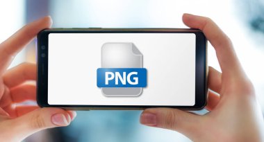 PNG dosyasının simgesini gösteren bir akıllı telefon