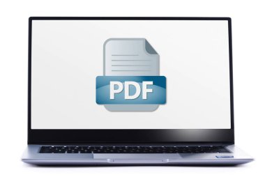 PDF dosyasının simgesini gösteren dizüstü bilgisayar