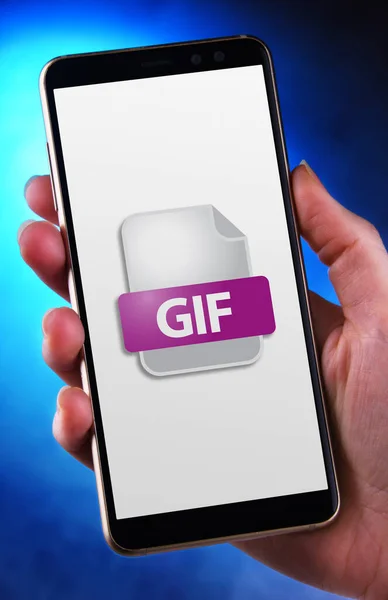 Smartphone Exibindo Ícone Arquivo Gif — Fotografia de Stock