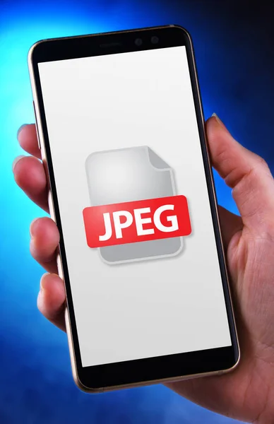 Smartphone Exibindo Ícone Arquivo Jpeg — Fotografia de Stock