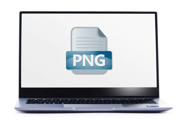 Komputer Laptop Wyświetlający Ikonę Pliku Png — Zdjęcie stockowe