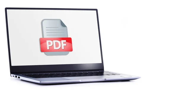 Pdf Dosyasının Simgesini Gösteren Dizüstü Bilgisayar — Stok fotoğraf
