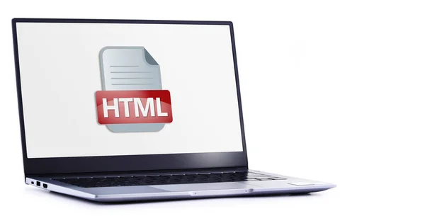 Laptop Computer Displaying Icon Html File — Stock Photo, Image