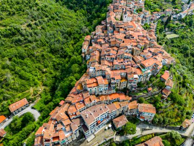 Imperia, Liguria, İtalya 'daki the Aerial view of