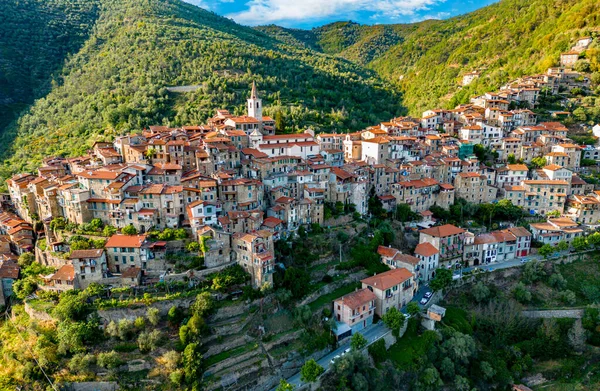 stock image Aerial view of Apricale in the Province of Imperia, Liguria, Italy