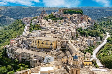 Ragusa 'nın Val di Noto' daki görüntüsü, Güney Sicilya, İtalya