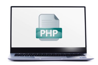 PHP dosyasının simgesini gösteren dizüstü bilgisayar