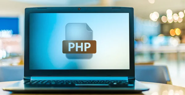 Laptop Computer Displaying Icon Php File — Stock Photo, Image