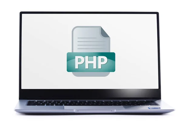 Laptop Computer Displaying Icon Php File — Stock Photo, Image