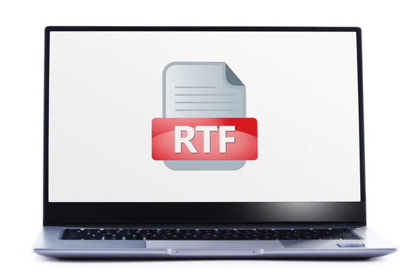 Laptop Computer Mit Dem Symbol Der Rtf Datei — Stockfoto