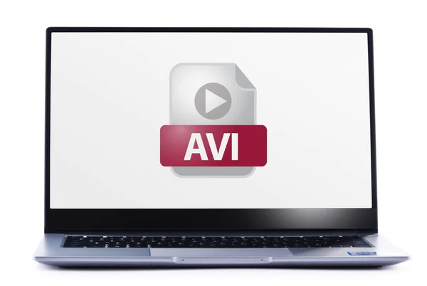 Laptop Computer Displaying Icon Avi File — Stock Photo, Image