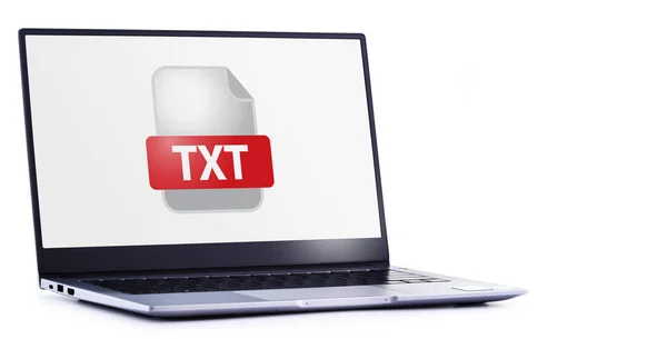 Txt 파일의 아이콘을 노트북 컴퓨터 — 스톡 사진