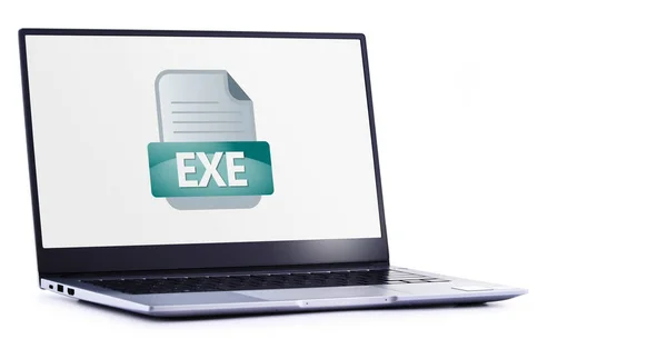 Laptop Computer Displaying Icon Exe File — Stock Photo, Image