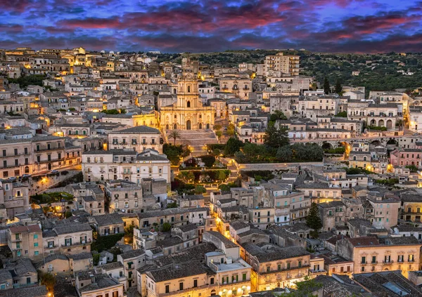 Архитектура Модики Валь Ното Южная Сицилия Италия После Заката — стоковое фото