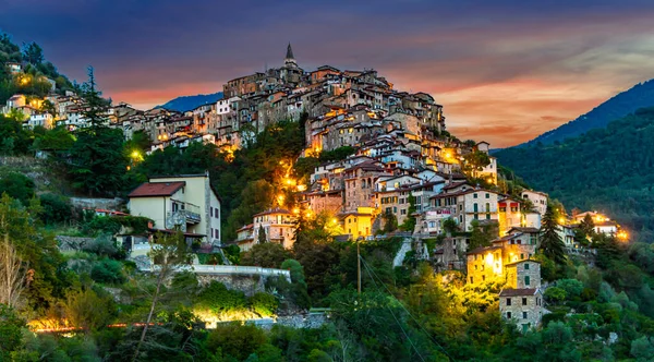 Panoramiczny Widok Apricale Prowincji Imperia Liguria Włochy — Zdjęcie stockowe