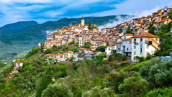 Vista Panoramica Apricale Provincia Imperia Liguria Italia — Foto Stock