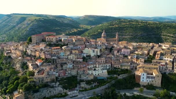 Ragusa Nın Sicilya Nın Güneyindeki Val Noto Daki Hava Manzarası — Stok video