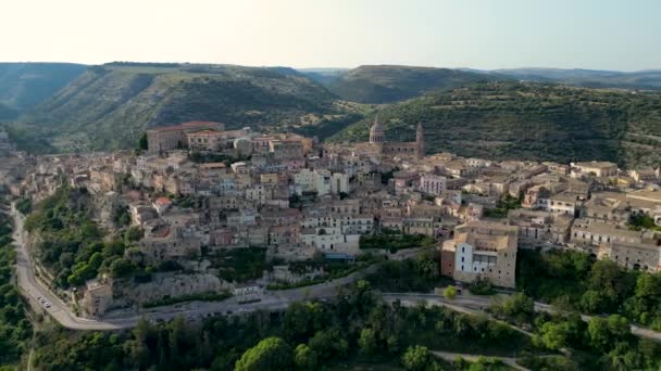 Ragusa Nın Sicilya Nın Güneyindeki Val Noto Daki Hava Manzarası — Stok video