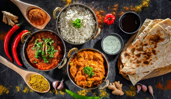 Hot Madras Paneer Vegetable Masala Basmati Rice Served Original Indian — Stock Fotó