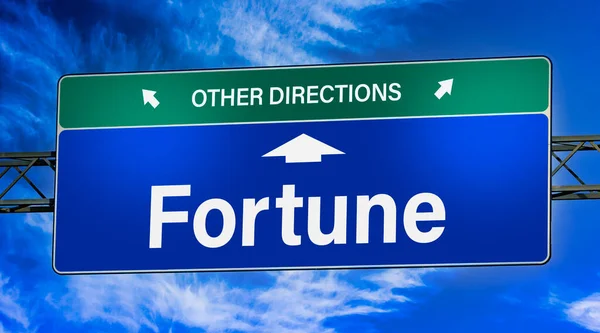 Symbolic Road Sign Indicating Direction Fortune — Stock Photo, Image