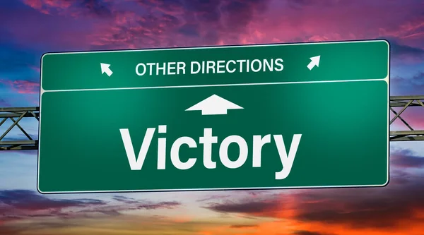 Symbolic Road Sign Indicating Direction Victory — Stock Photo, Image