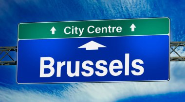Road sign indicating direction to the city of Brussels.