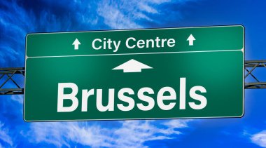 Road sign indicating direction to the city of Brussels.
