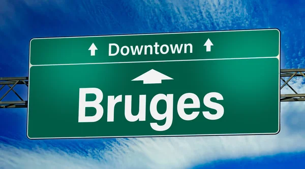 Road Sign Indicating Direction City Bruges — Stock Photo, Image