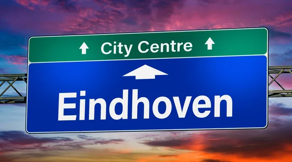 Road Sign Indicating Direction City Eindhoven — Stock Photo, Image