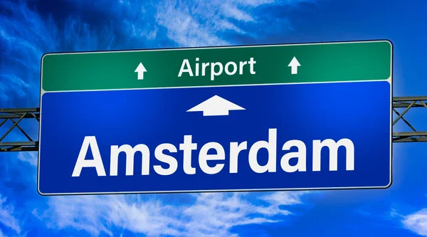 Road Sign Indicating Direction City Amsterdam — Stock fotografie
