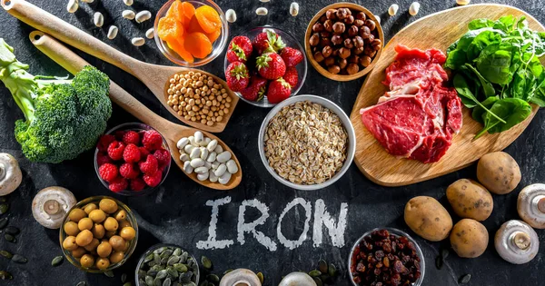 Composition Food Products Rich Iron — Stock Photo, Image