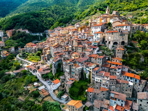Vista Aérea Aldeia Ceriana Província Imperia Ligúria Itália — Fotografia de Stock