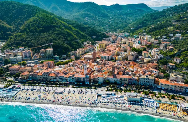 Veduta Aerea Noli Sulla Riviera Italiana Provincia Savona Liguria Italia — Foto Stock