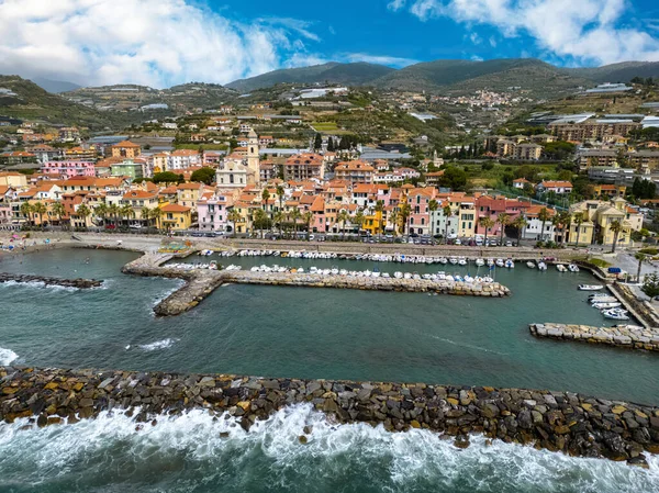 Veduta Aerea Riva Ligure Sulla Riviera Italiana Provincia Imperia Liguria — Foto Stock