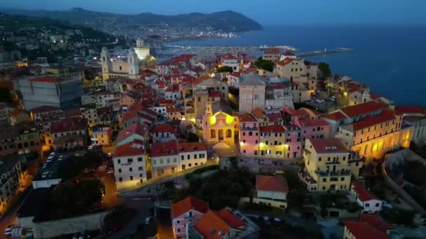 Flygfoto Över Porto Maurizio Den Italienska Rivieran Provinsen Imperia Ligurien — Stockvideo