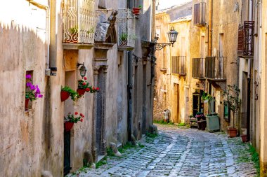 Erice 'nin Trapani, Sicilya, İtalya' daki mimarisi