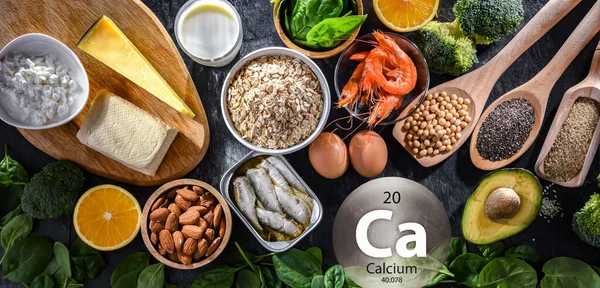 Composition with food products rich in calcium.
