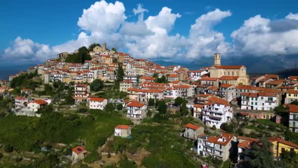 Vista Aérea Bajardo Provincia Imperia Liguria Italia — Vídeos de Stock