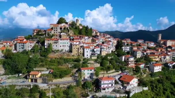 Flygfoto Över Bajardo Provinsen Imperia Ligurien Italien — Stockvideo